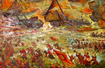 Ảnh minh họa trận chiến trên sông Bạch Đằng, nguồn: violet.vn