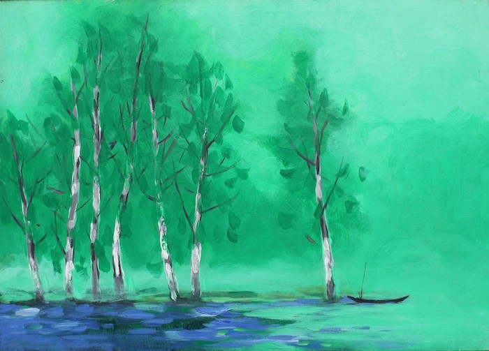 Tác phẩm &quot;Phong cảnh&quot; của họa sĩ Nguyễn Quốc Thắng, chất liệu sơn dầu.