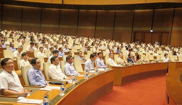 Các đại biểu dự Hội nghị tại điểm cầu chính Hà Nội.