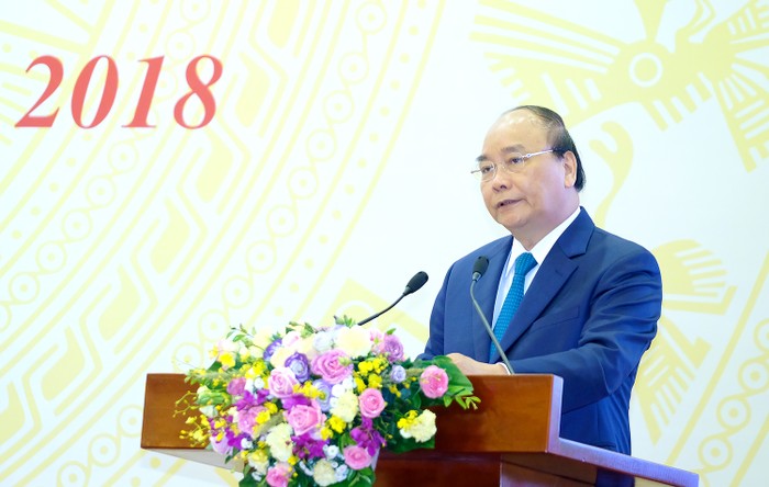 Thủ tướng Nguyễn Xuân Phúc phát biểu tại hội nghị. Ảnh: VGP