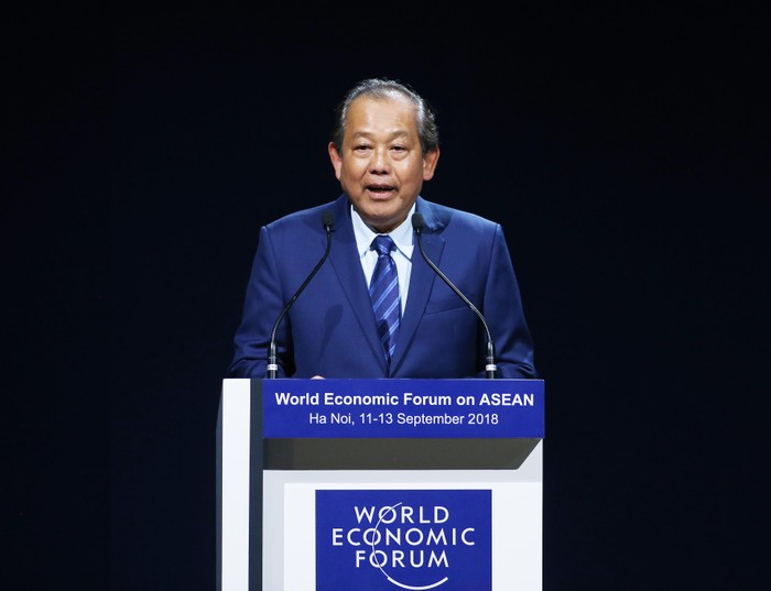 Phó Thủ tướng Trương Hòa Bình phát biểu bế mạc Hội nghị WEF ASEAN 2018. Ảnh: VGP/Lê Sơn