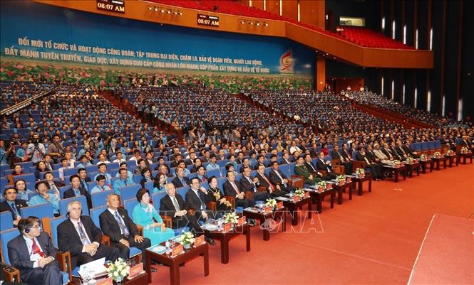 Các đại biểu dự Phiên trọng thể Đại hội XII Công đoàn Việt Nam. Ảnh: Trí Dũng/TTXVN