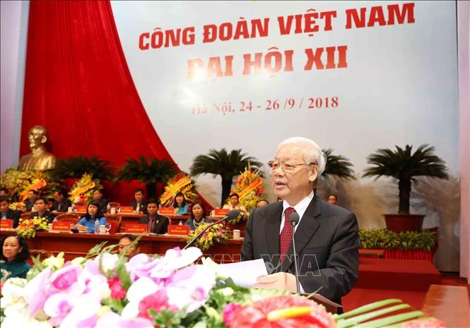 Tổng Bí thư Nguyễn Phú Trọng phát biểu chỉ đạo đại hội. Ảnh: Trí Dũng/TTXVN