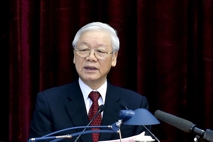 Tổng Bí thư Nguyễn Phú Trọng phát biểu khai mạc Hội nghị. Ảnh: VGP/Nhật Bản