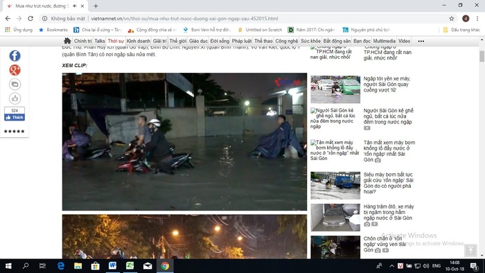“Sông” trên đường phố Thành phố Hồ Chí Minh (ảnh cắt từ clip trên Vietnamnet.vn)