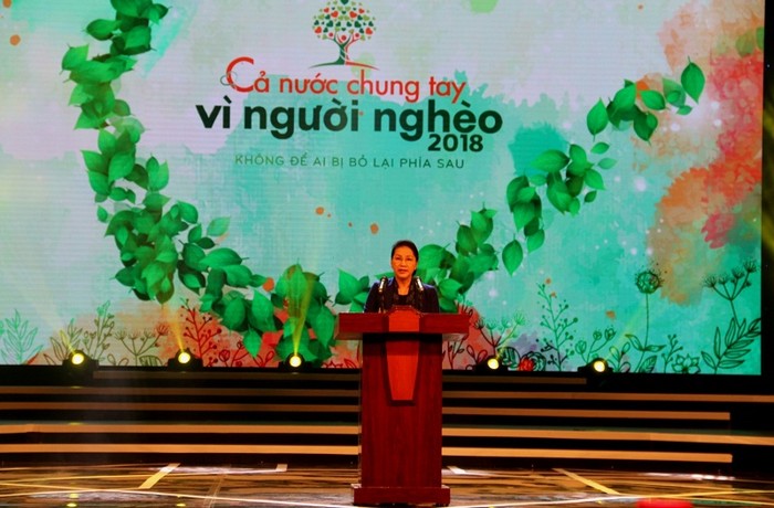 Chủ tịch Quốc hội Nguyễn Thị Kim Ngân phát biểu tại Chương trình “Cả nước chung tay vì người nghèo 2018”