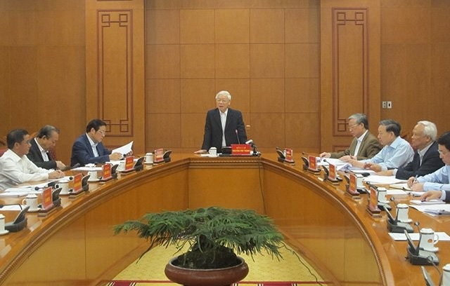 Đồng chí Nguyễn Phú Trọng, Tổng Bí thư, Chủ tịch nước, Trưởng Ban Chỉ đạo phát biểu tại cuộc họp. Ảnh: Nhandan.com.vn