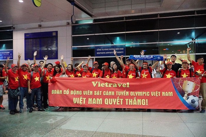 Vietravel và hàng không Vietnam Airlines từng tổ chức cho hơn người hâm mộ Việt Nam lên đường sang Indonesia xem trực tiếp trận tranh Huy chương Đồng tại ASIAD 2018.