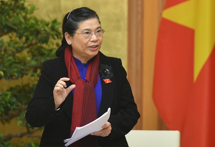 Phó Chủ tịch Thường trực Quốc hội Tòng Thị Phóng phát biểu tại phiên họp. Ảnh: Chinhphu.vn