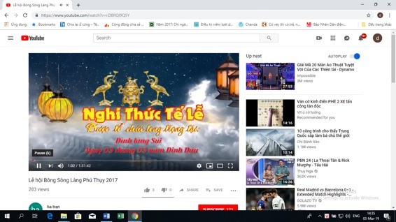 Lễ hội Bông Sòng làng Phú Thụy 2017, clip đăng trên Youtube.com