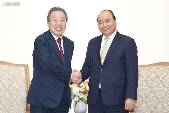 Ngày 1/4, tại trụ sở Chính phủ, Thủ tướng Nguyễn Xuân Phúc tiếp Chủ tịch Tập đoàn Maruhan (Nhật Bản), ông Han Chang-woo. Ảnh: Chinhphu.vn