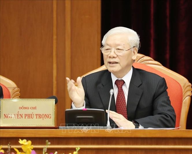 Tổng Bí thư, Chủ tịch nước Nguyễn Phú Trọng chủ trì Hội nghị. Ảnh: Trí Dũng/TTXVN