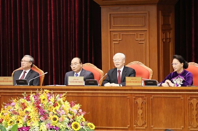 Tổng Bí thư, Chủ tịch nước Nguyễn Phú Trọng chủ trì và phát biểu khai mạc Hội nghị. Ảnh: Trí Dũng/TTXVN