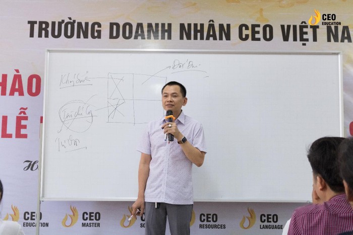 Hình ảnh thầy Ngô Minh Tuấn giảng dạy tại trường Doanh nhân CEO Việt Nam