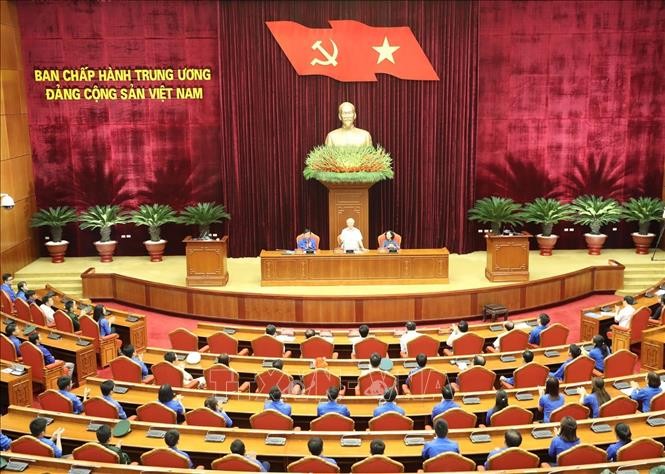 Toàn cảnh Tổng Bí thư, Chủ tịch nước Nguyễn Phú Trọng nói chuyện với các đảng viên trẻ tiêu biểu dự buổi gặp mặt. Ảnh: Trí Dũng/TTXVN