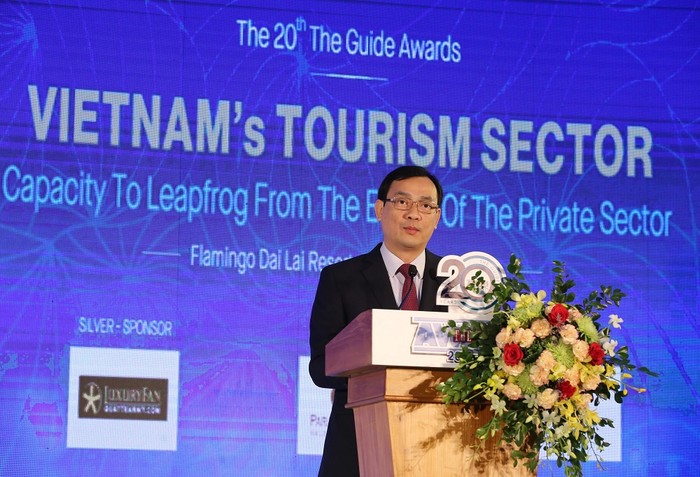 Ông Nguyễn Trùng Khánh - Tổng cục trưởng Tổng cục Du lịch phát biểu tại Liên hoan các doanh nghiệp du lịch Việt Nam - The Guide Awards 2019
