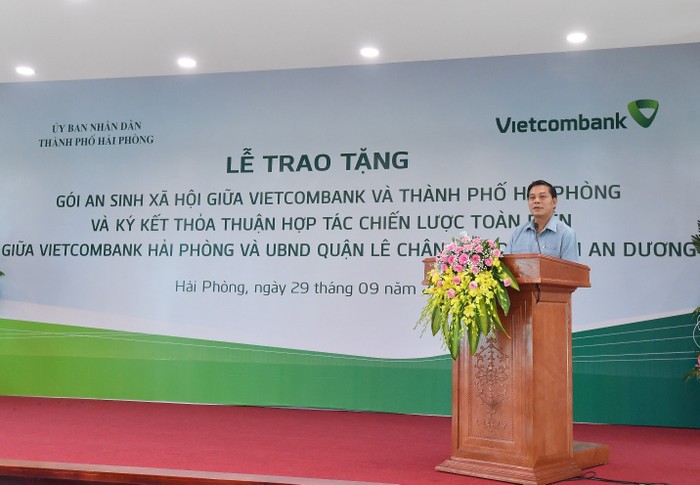 Ông Nguyễn Văn Tùng - Phó Bí thư Thành ủy, Chủ tịch Ủy ban Nhân dân thành phố Hải Phòng phát biểu tại sự kiện