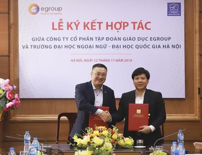 Công ty Cổ phần Tập đoàn Giáo dục Egroup và Trường Đại học Ngoại ngữ - Đại học Quốc gia Hà Nội ký kết Thỏa thuận hợp tác tạo cơ hội việc làm tốt cho sinh viên sư phạm.