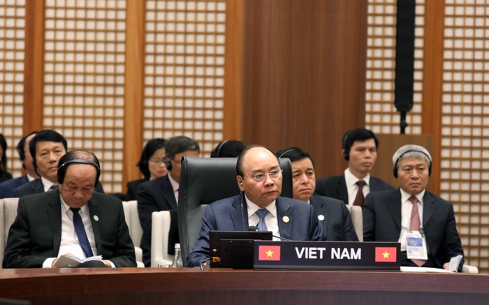 Thủ tướng và đoàn Việt Nam dự Hội nghị Cấp cao Mekong-Hàn Quốc lần thứ nhất. Ảnh: VGP/Quang Hiếu