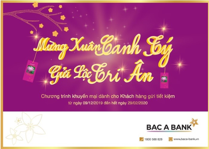 “Mừng Xuân Canh Tý - Gửi lộc tri ân” là chương trình khuyến mại mới nhất của BAC A BANK