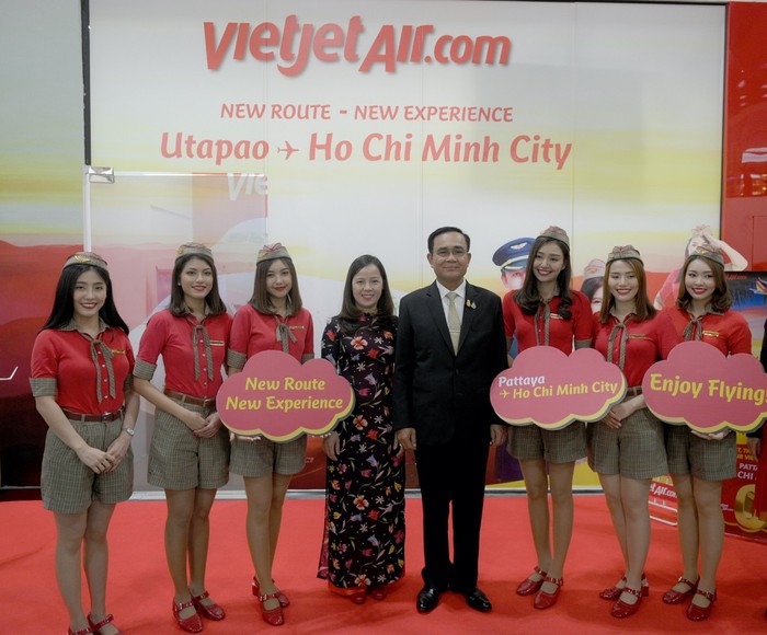 Thủ tướng Thái Lan thăm và chúc mừng Vietjet mở đường bay mới Thành phố Hồ Chí Mình – Pattaya (hạ cánh tại sân bay U-Tapao)