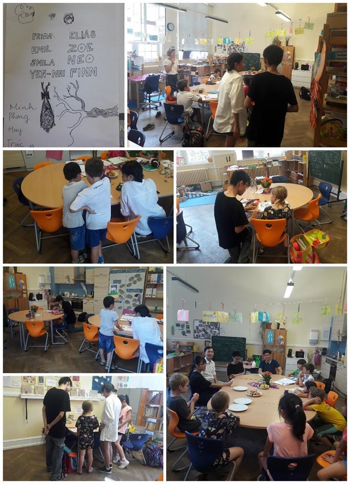 Các học viên giao lưu với học sinh và giáo viên Trường Tiểu học Friedrich-Ebert-Grundschule Heidelberg.