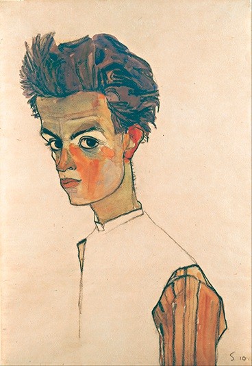 Tác phẩm Tự họa với áo sọc của Egon Schiele