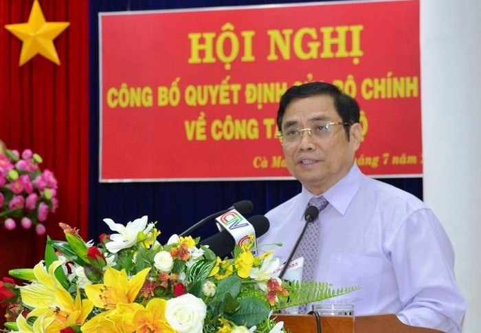 Đồng chí Phạm Minh Chính phát biểu tại hội nghị. (Ảnh: VGP)