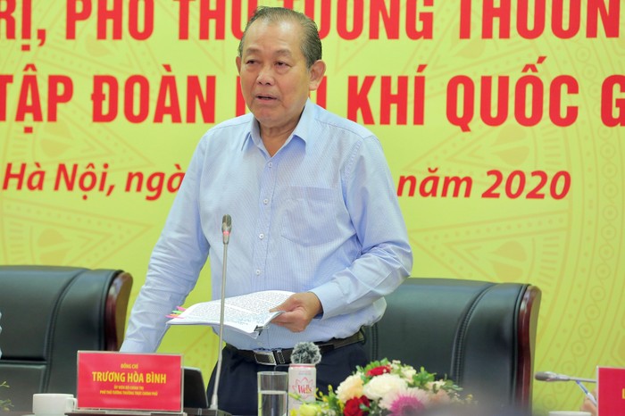 Phó Thủ tướng Thường trực Chính phủ Trương Hoà Bình phát biểu tại buổi làm việc