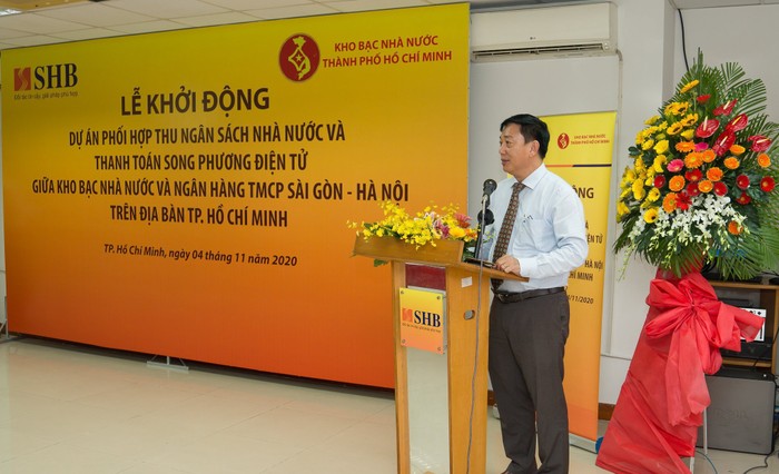 Ông Nguyễn Hoàng Hải - Giám Đốc Kho bạc Nhà nước Thành phố Hồ Chí Minh phát biểu tại sự kiện