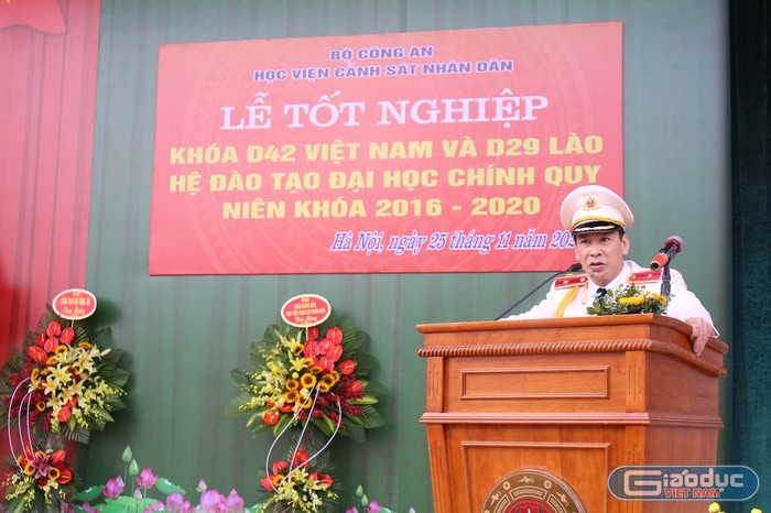 Thiếu tướng Trần Minh Hưởng – Giám đốc Học viện Cảnh sát nhân dân phát biểu tại buổi lễ (Ảnh: Trung Dũng)