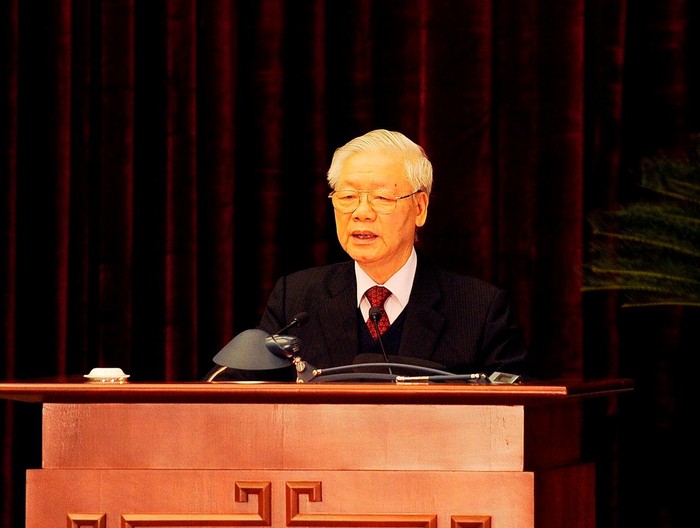 Tổng Bí thư, Chủ tịch nước Nguyễn Phú Trọng phát biểu bế mạc Hội nghị Trung ương 15. Ảnh: VPG
