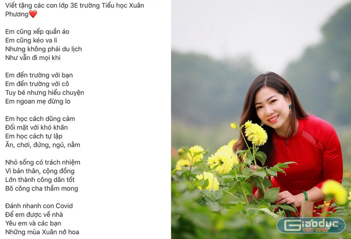 Bài thơ của cô Nguyễn Thị Lan Anh, giáo viên Trường Tiểu học Đoàn Thị Điểm Hà Nội. (Ảnh: Đình Hùng)