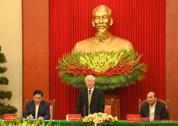 Tổng Bí thư, Chủ tịch nước Nguyễn Phú Trọng phát biểu ý kiến tại buổi gặp mặt. (Ảnh: DUY LINH/ Nhandan.com.vn)