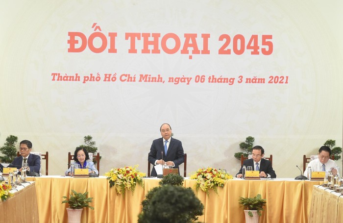 “Đối thoại 2045” sẽ tổ chức định kỳ để lắng nghe tiếng nói từ giới tinh hoa, từ các trí thức, các doanh nghiệp về hiện thực hóa mục tiêu Việt Nam hùng cường, thịnh vượng. Ảnh: VGP/Quang Hiếu
