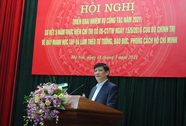 Bí thư Ban Cán sự Đảng, Bộ trưởng Bộ Y tế Nguyễn Thanh Long phát biểu tại hội nghị. (Ảnh: moh.gov.vn)