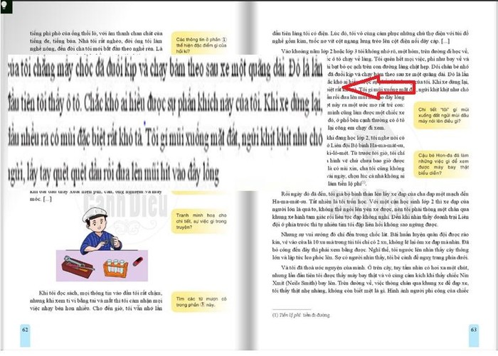 Ảnh chụp màn hình trang 63, sách Tiếng Việt lớp 6 Tập 1 bộ sách Cánh Diều. (Ảnh do tác giả cung cấp)
