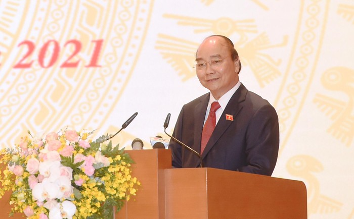 Chủ tịch nước Nguyễn Xuân Phúc phát biểu tại buổi lễ. Ảnh: VGP/Quang Hiếu