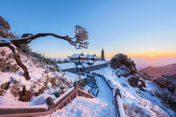 Tác phẩm chụp tuyết bao phủ tuyệt đẹp trên quần thể Sun World Fansipan Legend của Nhiếp ảnh gia Vũ Minh Quân