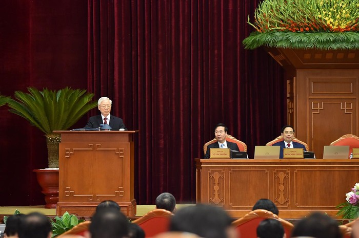 Tổng Bí thư Nguyễn Phú Trọng phát biểu tại Hội nghị. (Ảnh: VGP/Nhật Bắc)