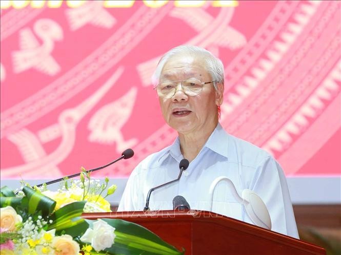 Tổng Bí thư Nguyễn Phú Trọng phát biểu chỉ đạo hội nghị. Ảnh: Phương Hoa/TTXVN