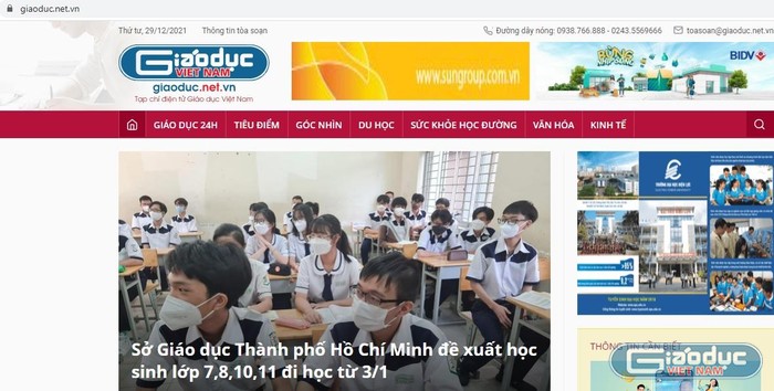 Tạp chí điện tử Giáo dục Việt Nam là Tạp chí chuyên về giáo dục được bạn đọc tin yêu. (Ảnh chụp màn hình trang chủ Tạp chí)