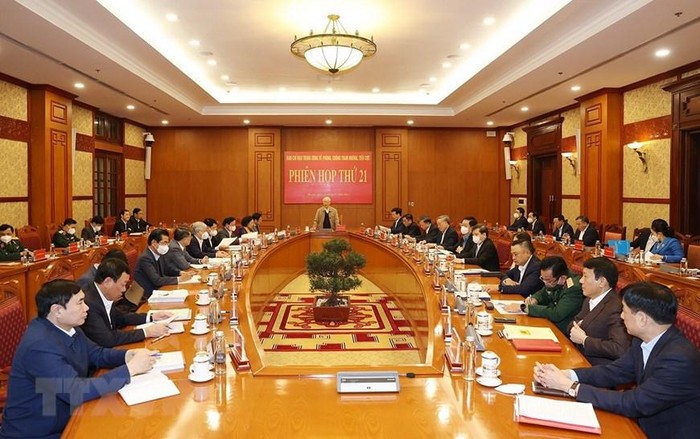 Tổng Bí thư Nguyễn Phú Trọng phát biểu chỉ đạo tại Phiên họp thứ 21 Ban Chỉ đạo Trung ương về phòng, chống tham nhũng, tiêu cực. (Ảnh: Trí Dũng/TTXVN)