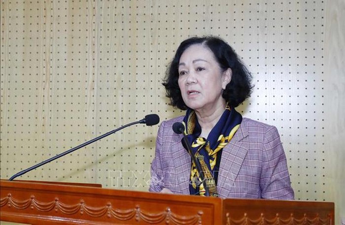 Trưởng ban Tổ chức Trung ương Trương Thị Mai phát biểu chỉ đạo Hội nghị. Ảnh: TTXVN