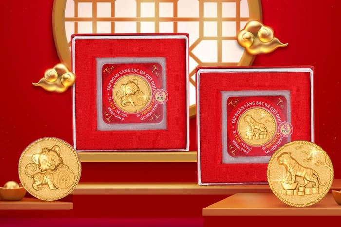 Cận cảnh Vàng ép vỉ Kim Dần Phát Lộc, Kim Dần Chiêu Tài với hình tượng Hổ vàng của DOJI