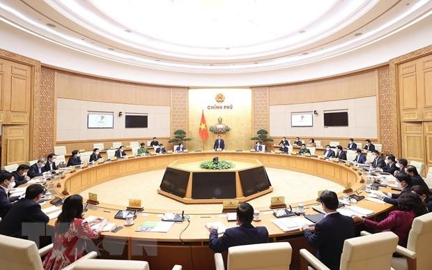 Quang cảnh Phiên họp Chính phủ thường kỳ tháng 02/2022. (Ảnh: Dương Giang/TTXVN)