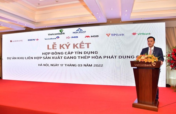 Ông Phạm Quang Dũng – Chủ tịch Hội đồng quản trị Vietcombank phát biểu tại lễ ký kết