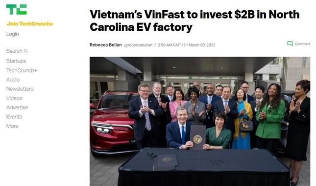 Truyền thông quốc tế đánh giá cao kế hoạch nghiêm túc của VinFast khi đầu tư vào Mỹ.
