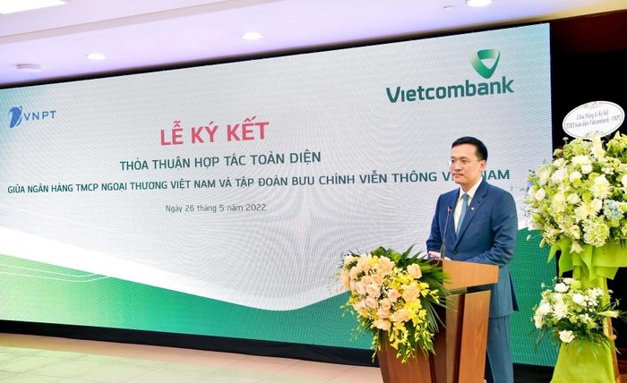 Ông Phạm Quang Dũng - Chủ tịch Hội đồng quản trị Vietcombank phát biểu tại Lễ ký kết