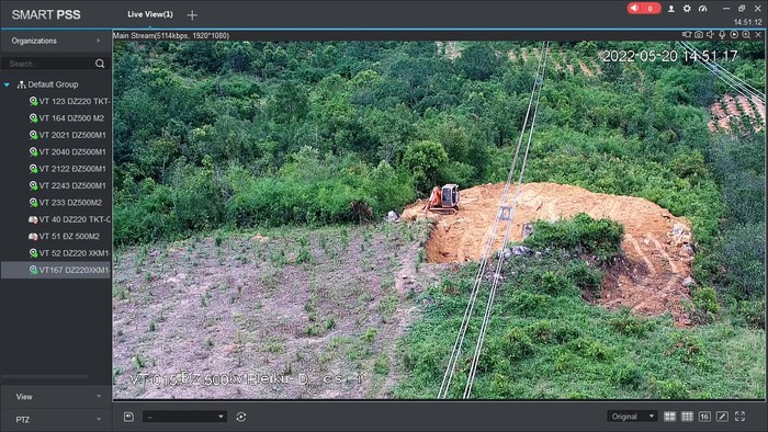 Camera giám sát phát hiện phương tiện khai thác đất dưới đường dây